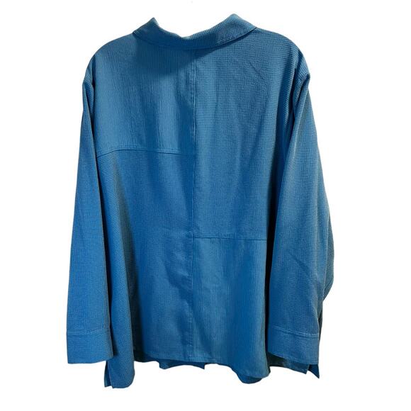 C. J. Banks, Button Up Shirt with Collar,Textured, Blue, 3x - Picture 8 of 8